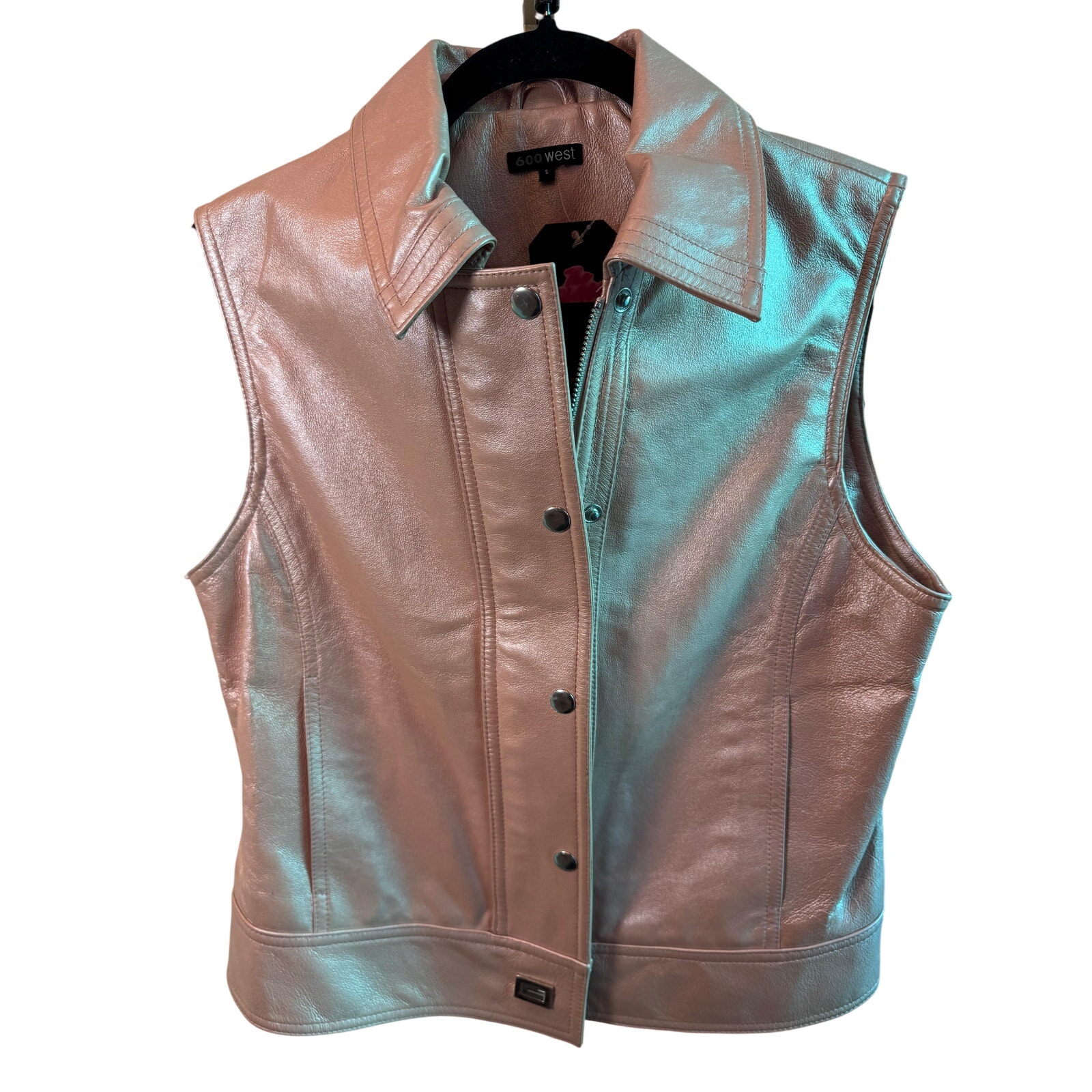 $279 S600 West Pearlescent Pale Pink Leather Vest Small Nwot